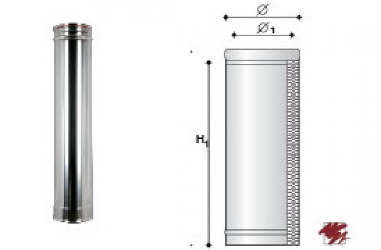 καμινάδα inox στοιχείο ευθύγραμμο (2000mm) για καμινάδες ΙΝΟΧ διπλού