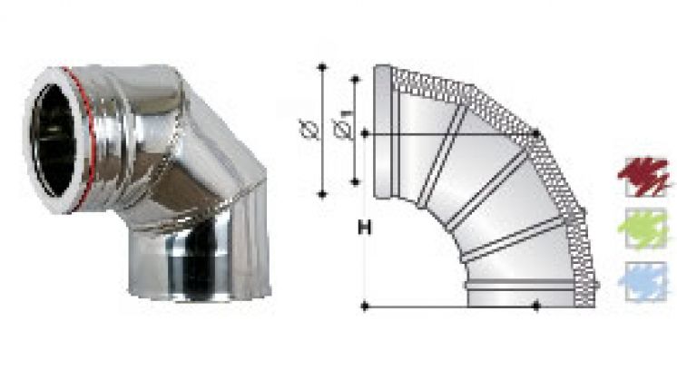 Γωνία 90° για καμινάδες ΙΝΟΧ διπλού τοιχώματος